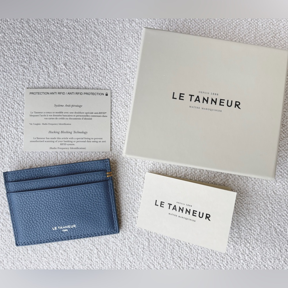 Le Tanneur Emile Blue Leather Card Holder